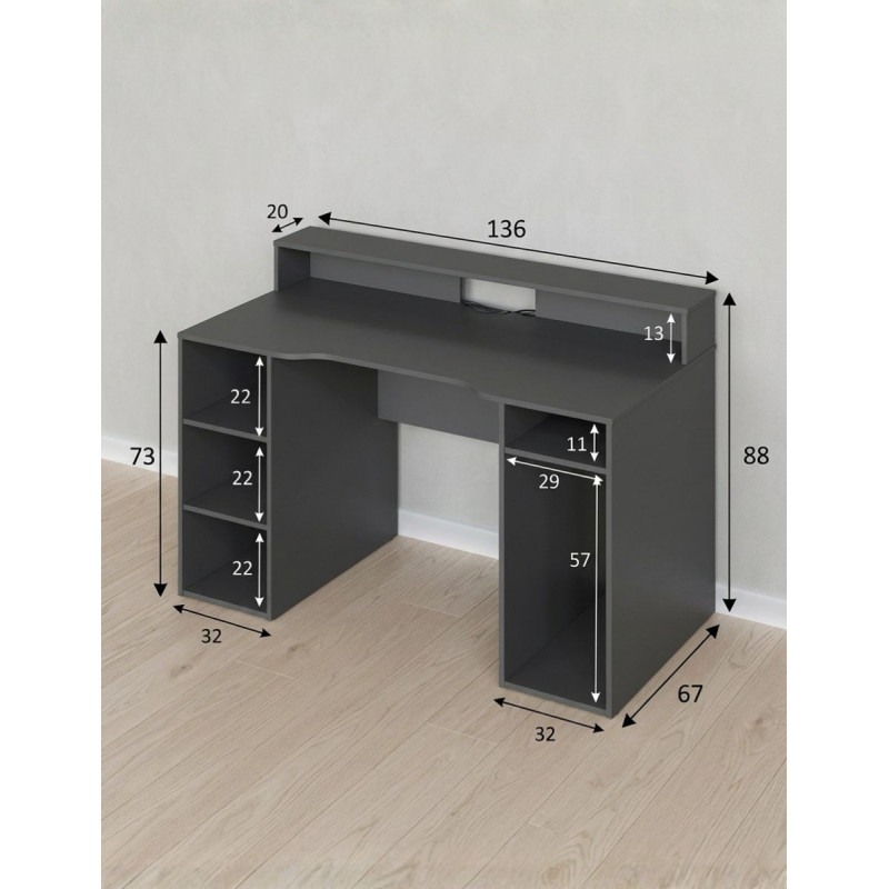 Mesa Escritorio Gaming 136x67 cm. Clan Gamer - Montiel