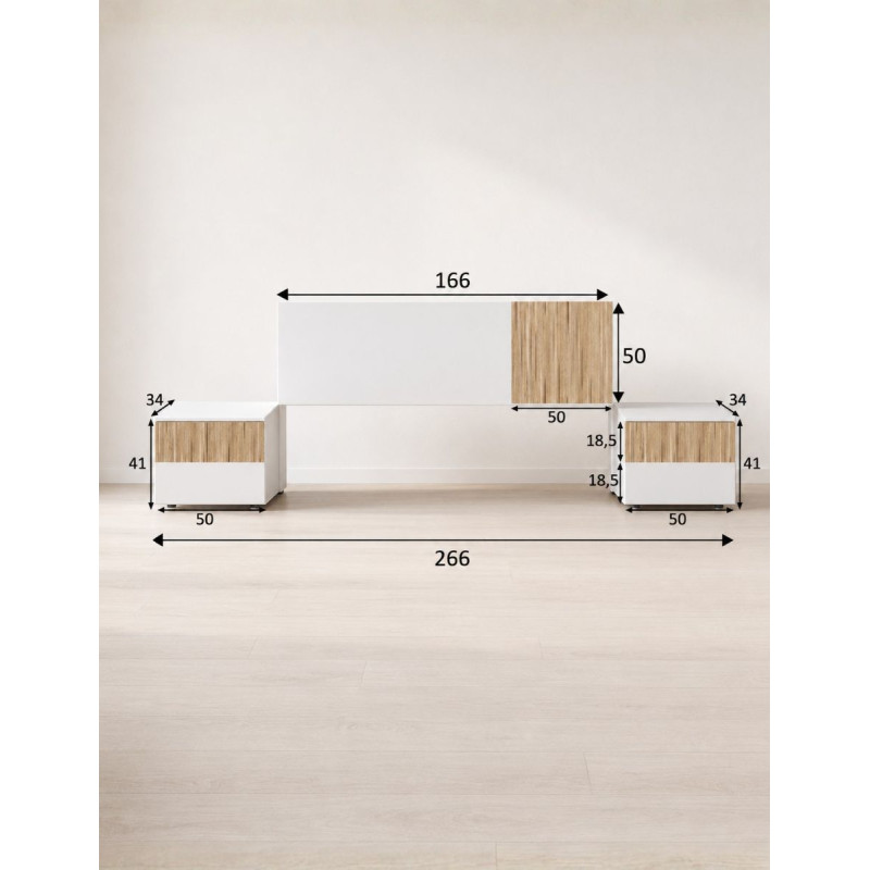 Pack Dormitorio Cabezal+2 Mesitas Noche Maisonor - Montiel