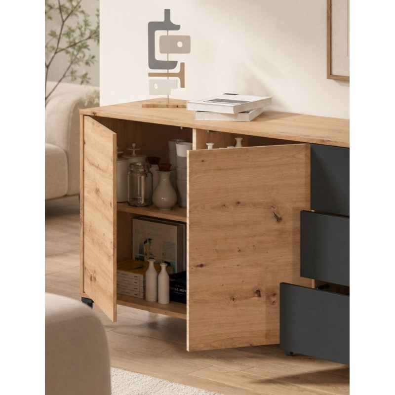Consola Color Roble/Gris 74x154 cm. Rosven Plus - Montiel