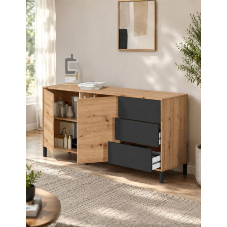 Consola Color Roble/Gris 74x154 cm. Rosven Plus - Montiel
