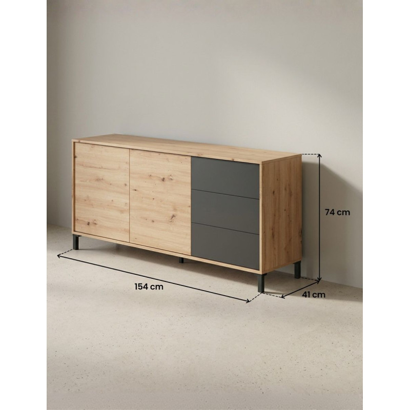 Consola Color Roble/Gris 74x154 cm. Rosven Plus - Montiel
