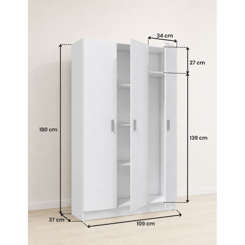 Armario Blanco 180x109x37 cm. Smart Living - Montiel