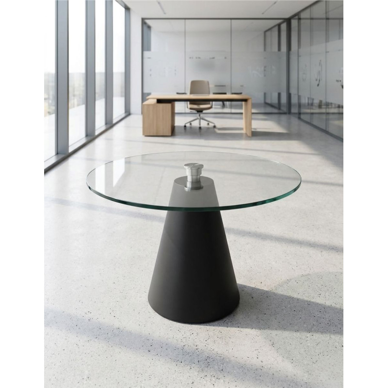 Mesa Reuniones Redonda de Cristal Ø105 cm. MM1884 de Montiel