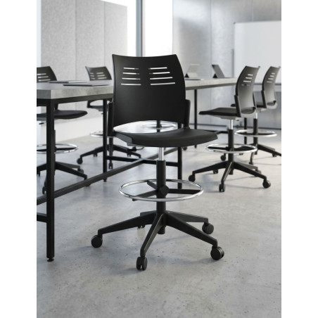 Taburete Oficina Giratorio Negro Spacio de Actiu - Montiel