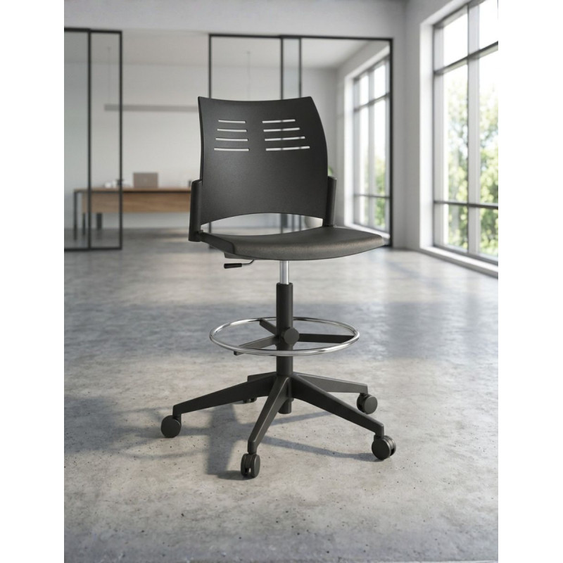 Taburete Oficina Giratorio Negro Spacio de Actiu - Montiel