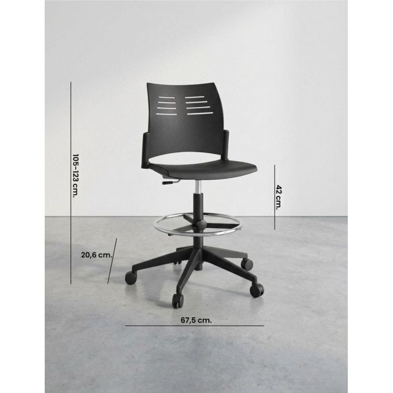 Taburete Oficina Giratorio Negro Spacio de Actiu - Montiel