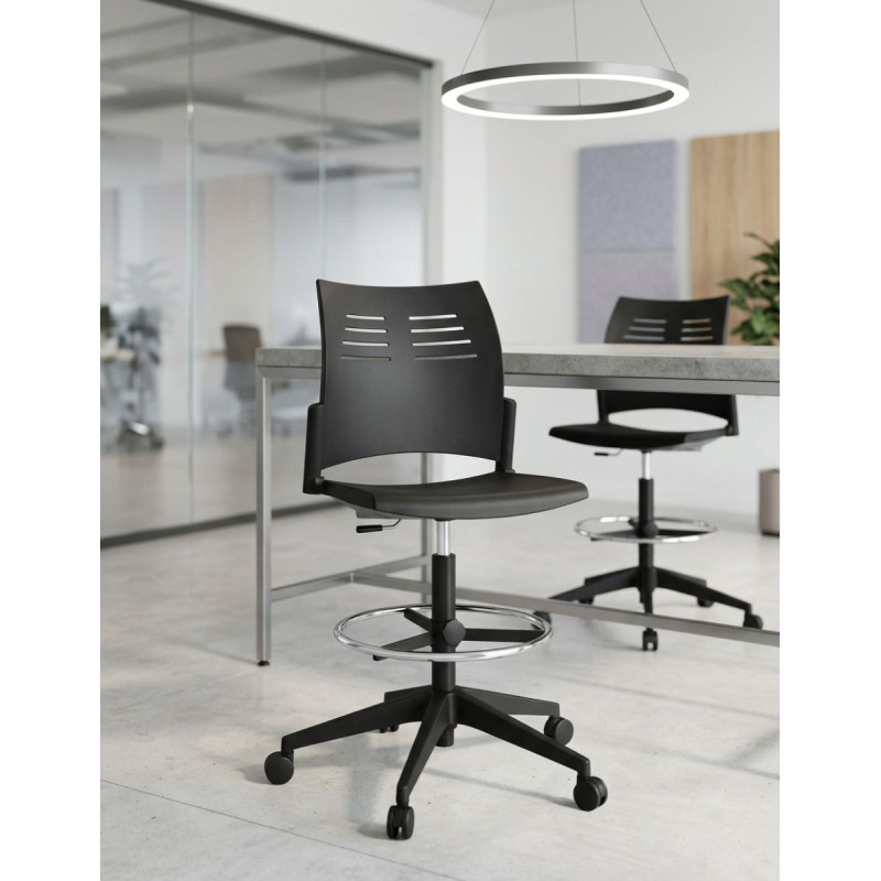 Taburete Oficina Giratorio Negro Spacio de Actiu - Montiel