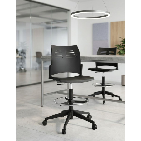 Taburete Oficina Giratorio Negro Spacio de Actiu - Montiel