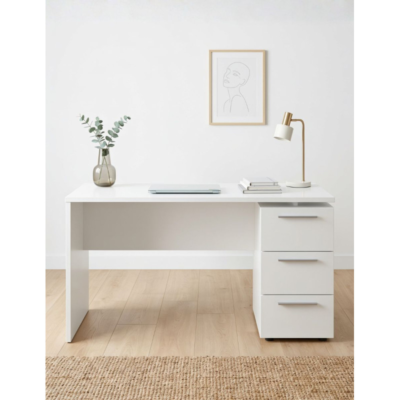 Mesa con Cajonera Blanca 138x60 cm. Stylus - Montiel