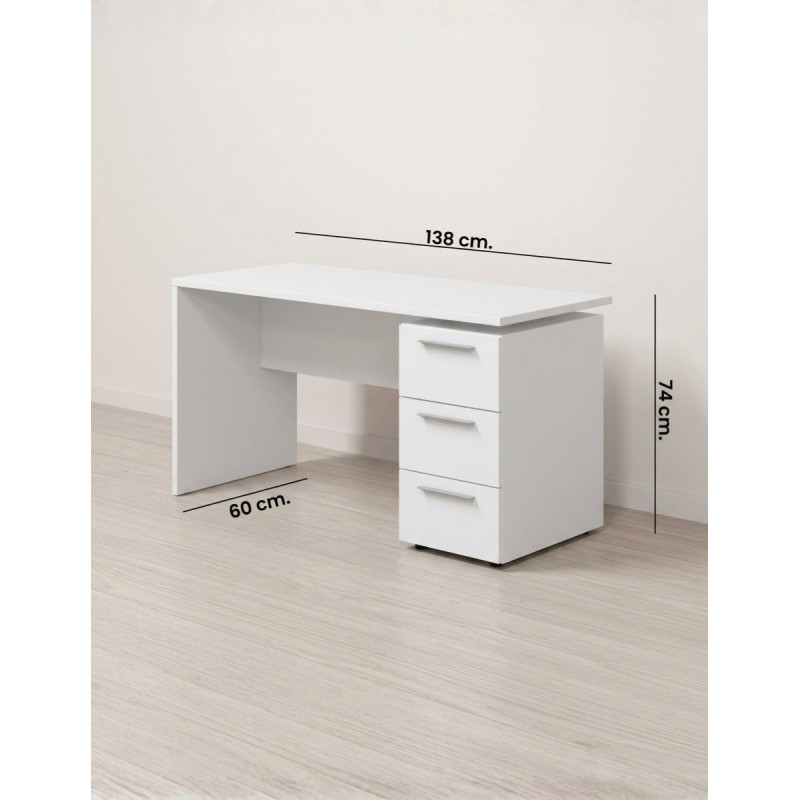 Mesa con Cajonera Blanca 138x60 cm. Stylus - Montiel