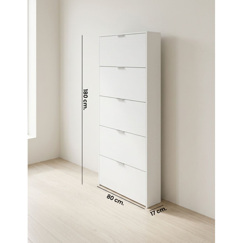 Armario Zapatero 5 Puertas Blanco Maelys - Montiel