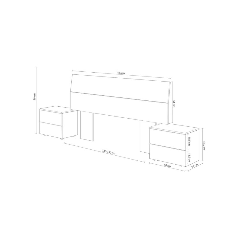 Pack Muebles de Dormitorio Cabecera + 2 Mesitas - Montiel