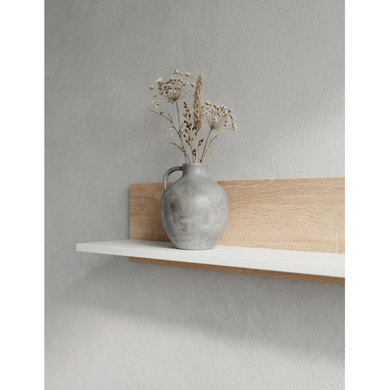 Mueble de Televisión + Estante flotante de pared color roble/blanco