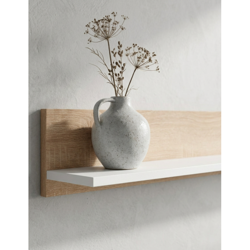 Mueble de Televisión + Estante flotante de pared color roble/blanco