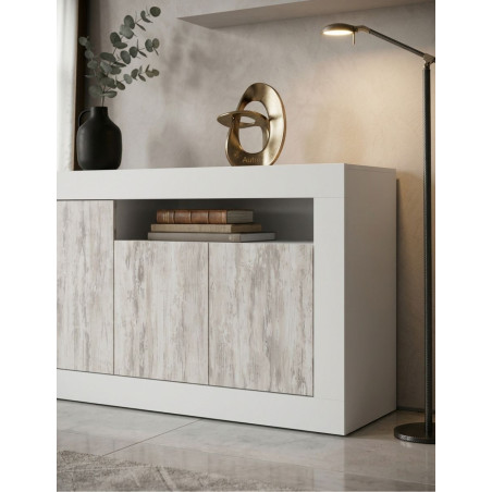 Aparador de 3 puertas -blanco-87x144x42 cm -Montiel