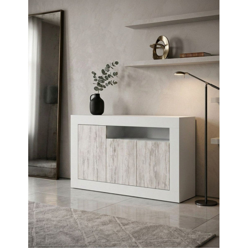 Aparador de 3 puertas -blanco-87x144x42 cm -Montiel
