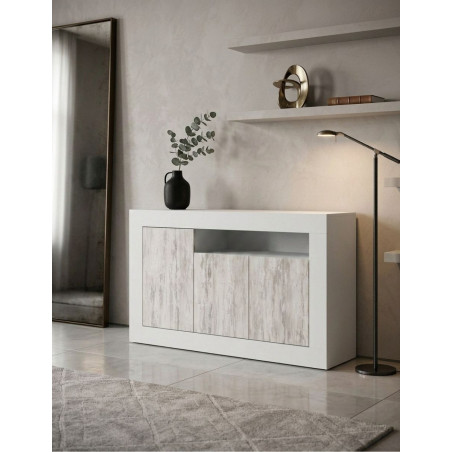 Aparador de 3 puertas -blanco-87x144x42 cm -Montiel