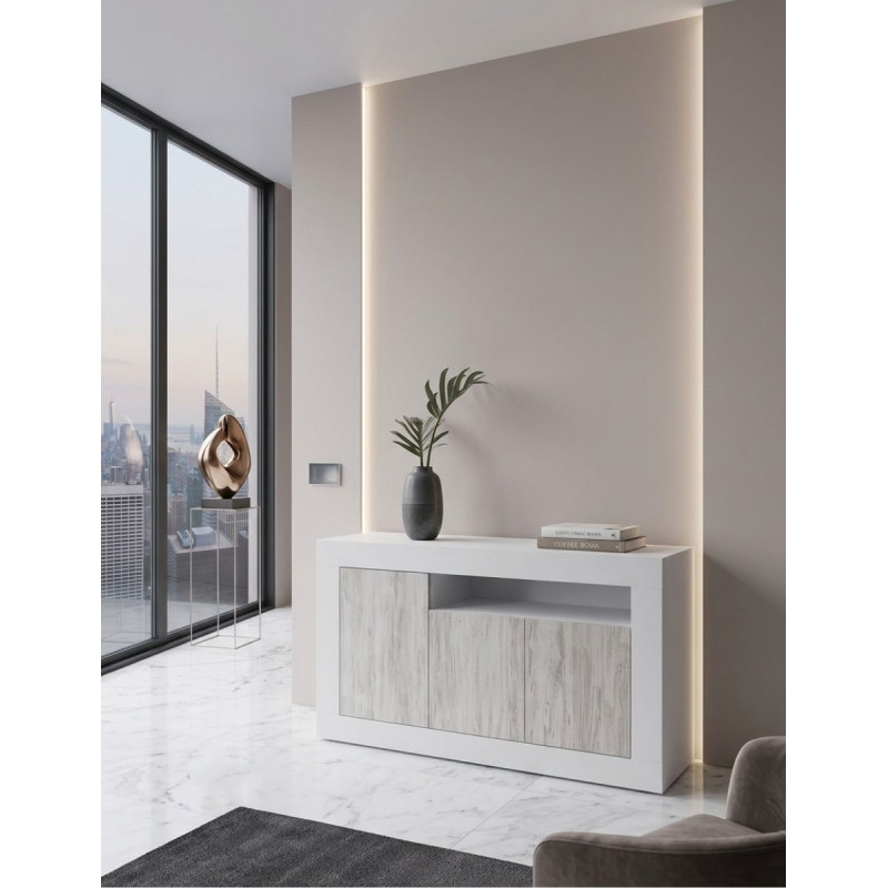 Aparador de 3 puertas -blanco-87x144x42 cm -Montiel