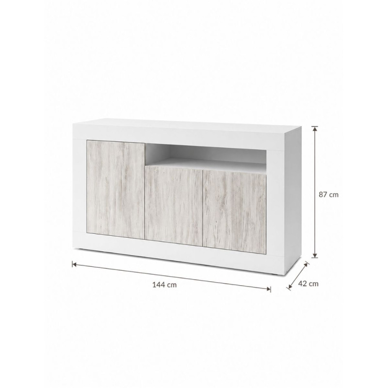 Aparador de 3 puertas -blanco-87x144x42 cm -Montiel