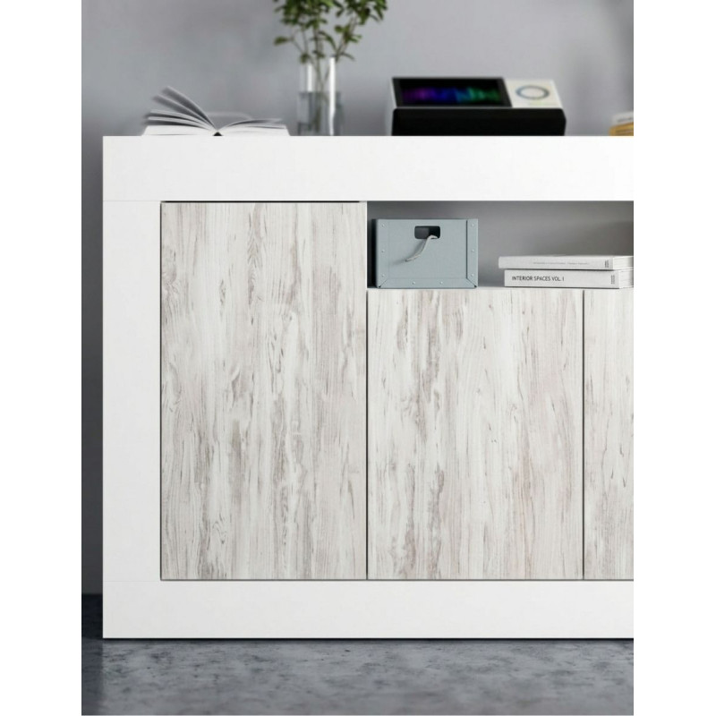 Aparador de 3 puertas -blanco-87x144x42 cm -Montiel