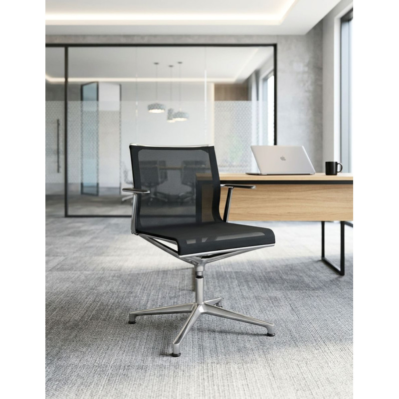 Silla Confidente Retornable Negra Stick de ICF - Montiel