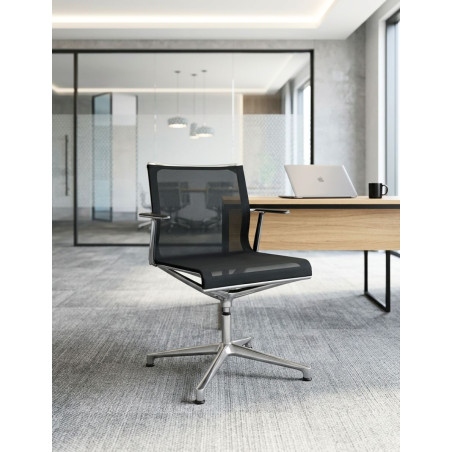 Silla Confidente Retornable Negra Stick de ICF - Montiel