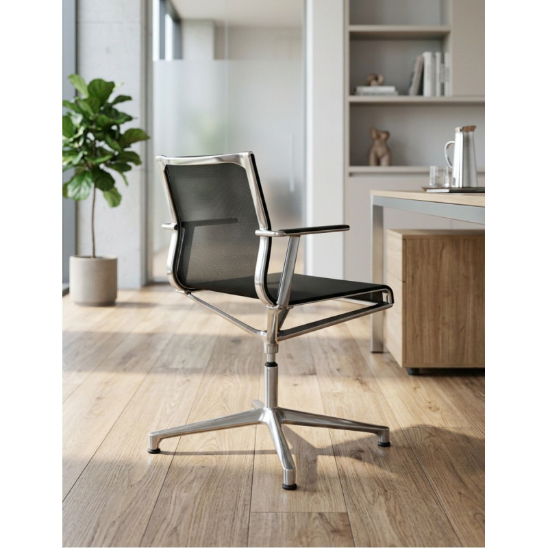 Silla Confidente Retornable Negra Stick de ICF - Montiel