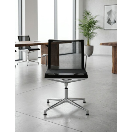 Silla Confidente Retornable Negra Stick de ICF - Montiel