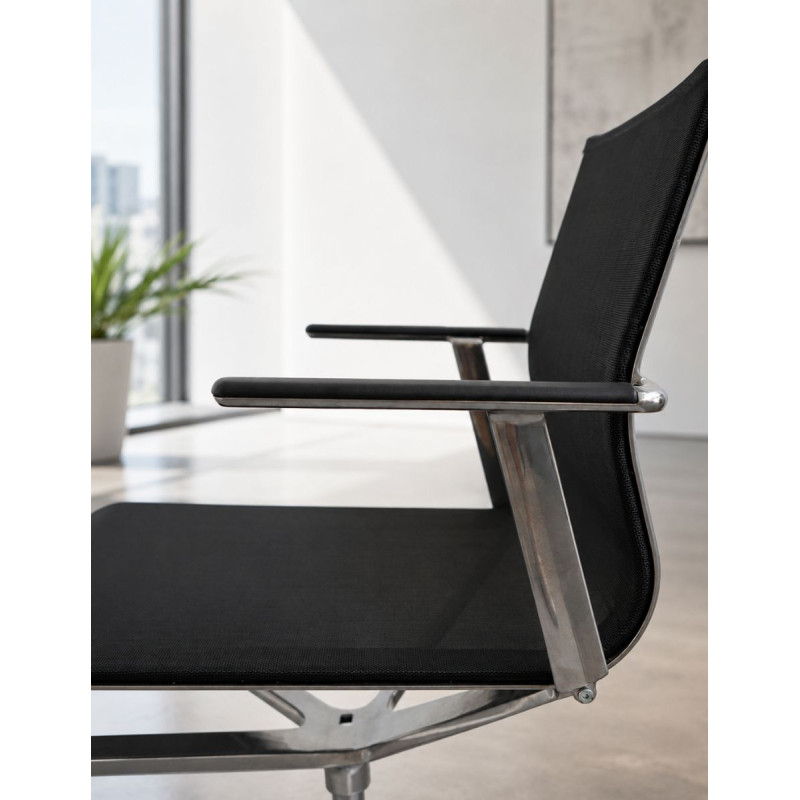 Silla Confidente Retornable Negra Stick de ICF - Montiel