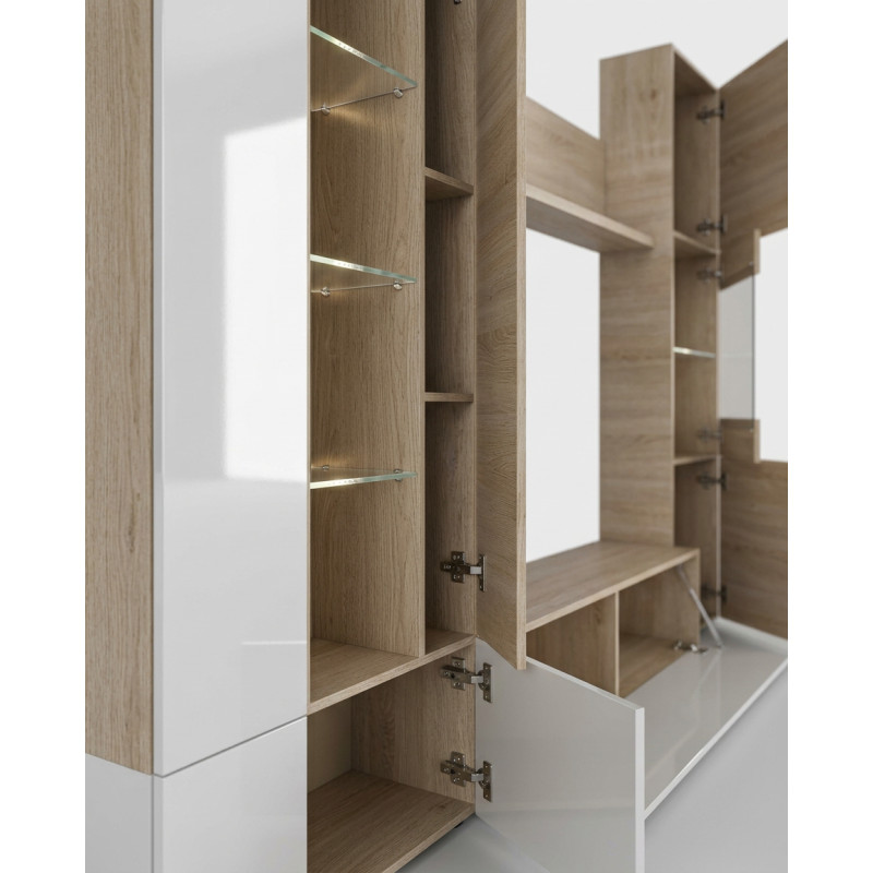 Mueble Salón 260 cm. Roble Canadian-Blanco DISEGNO - Montiel