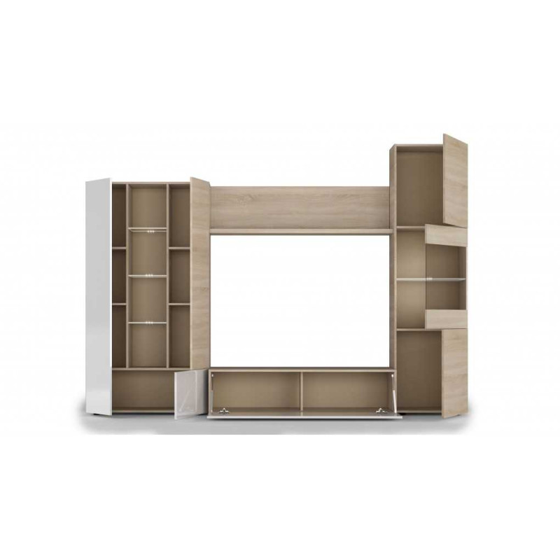 Mueble Salón 260 cm. Roble Canadian-Blanco DISEGNO - Montiel