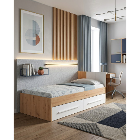 cama Ambient con cabecero y 2 cajones inferiores cama 190x90 Montiel