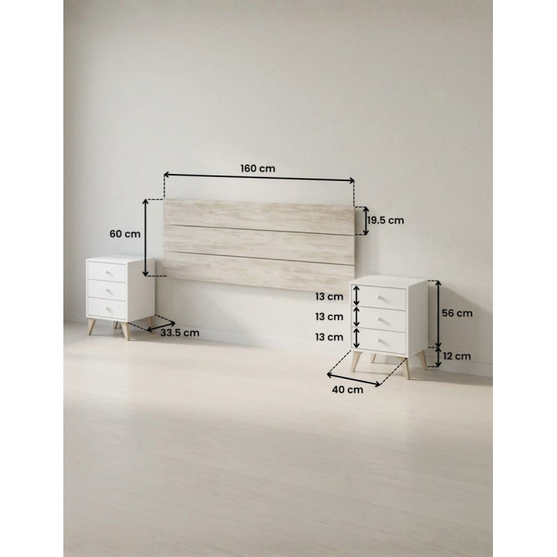 Conjunto Dormitorio de Cabecero + 2 Mesitas Sweet - Montiel
