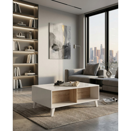 Mesa Zaiken Plus Elevable de color y Roble blanco Montiel