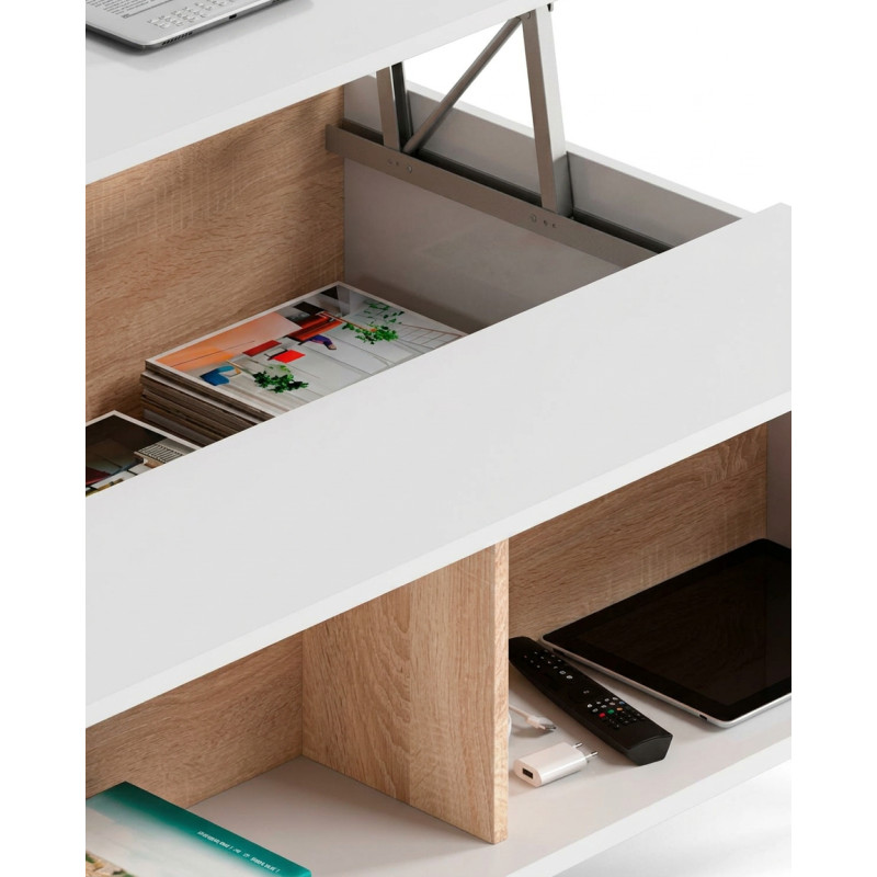 Mesa Zaiken Plus Elevable de color y Roble blanco Montiel