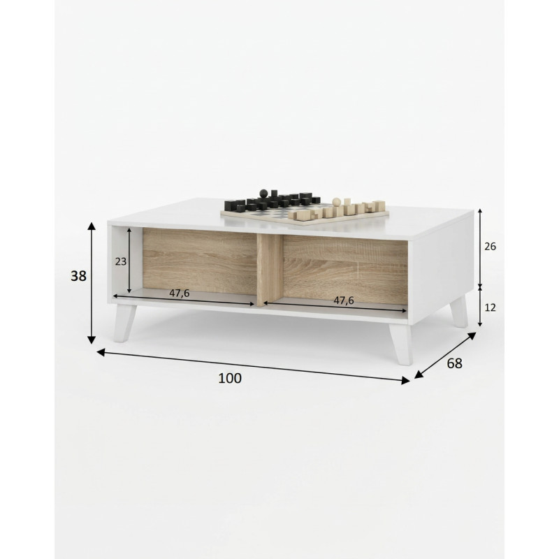 Mesa Zaiken Plus Elevable de color y Roble blanco Montiel