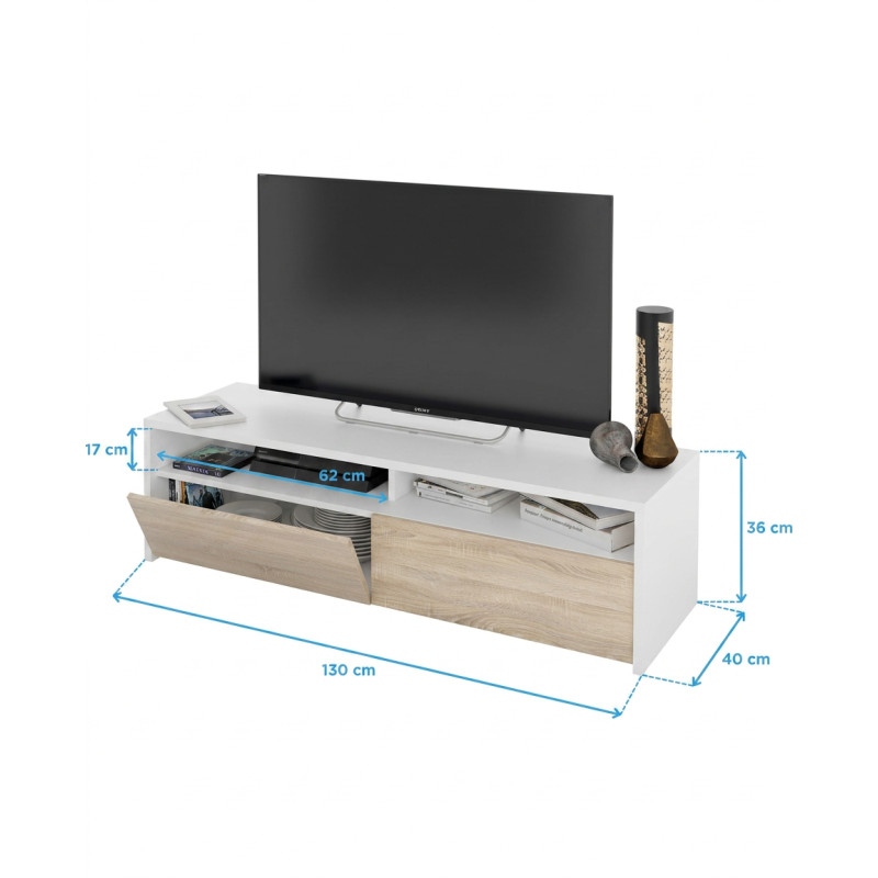 Mueble bajo de diseño para TV color blanco Montiel