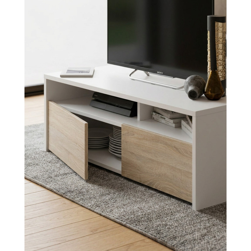 Mueble bajo de diseño para TV color blanco Montiel