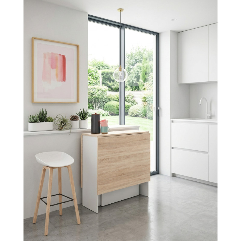 Mesa con alas abatibles de 140cm color blanco volare montiel