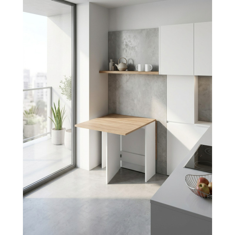 Mesa con alas abatibles de 140cm color blanco volare montiel