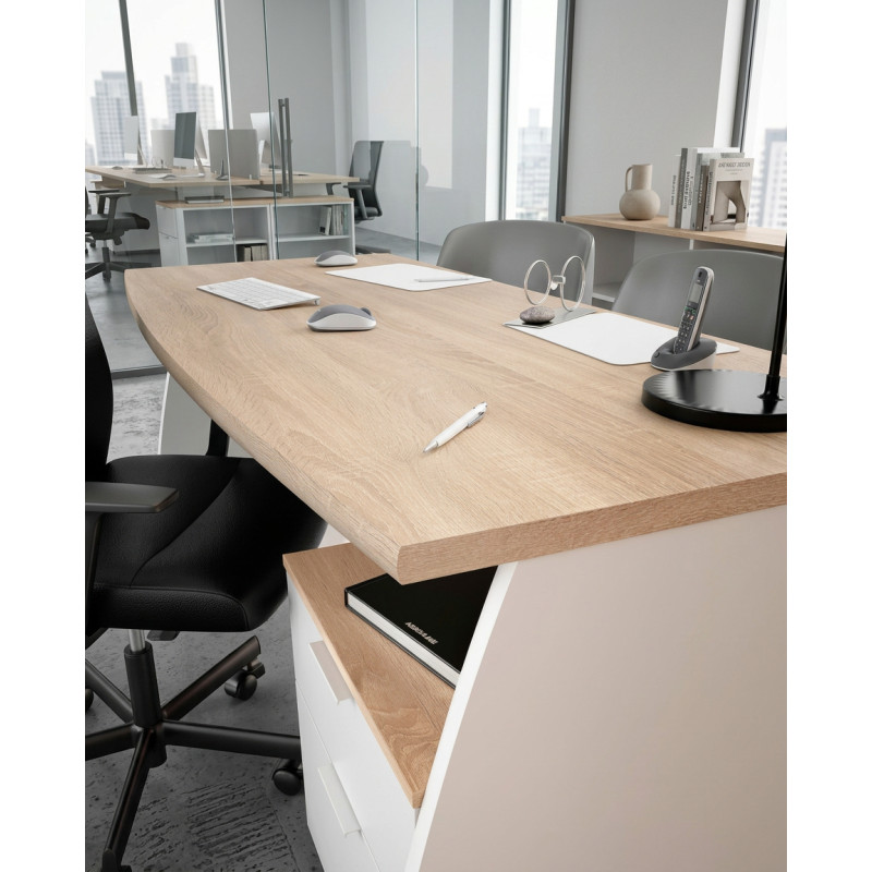 Mesa de despacho con 3 cajones blanco artik/roble Montiel
