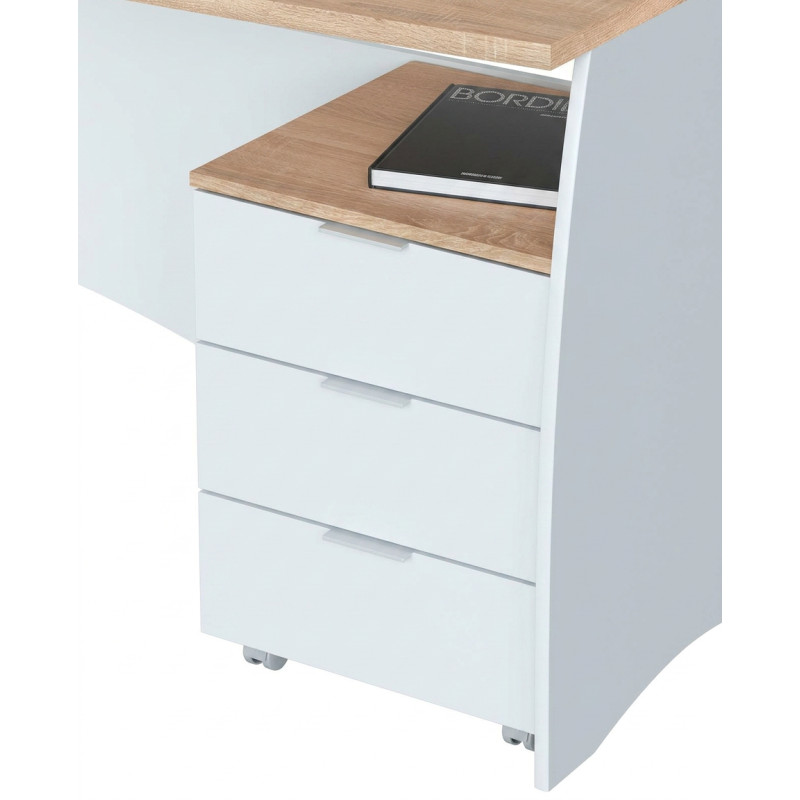 Mesa de despacho con 3 cajones blanco artik/roble Montiel