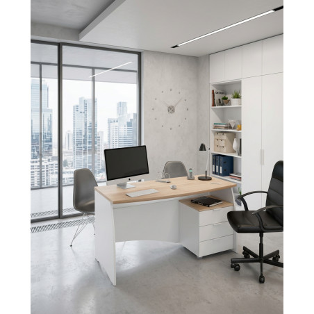Mesa de despacho con 3 cajones blanco artik/roble Montiel