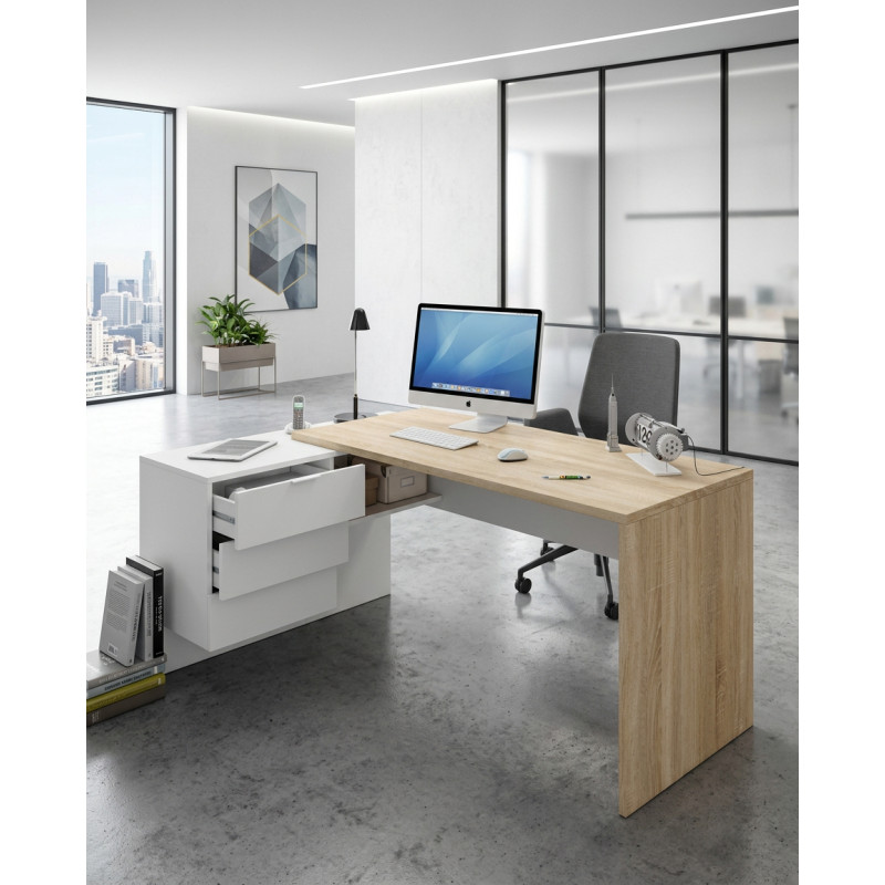 Escritorio de diseño moderno Style color blanco con cajones Montiel