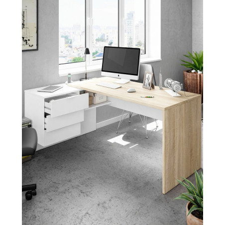 Escritorio de diseño moderno Style color blanco con cajones Montiel