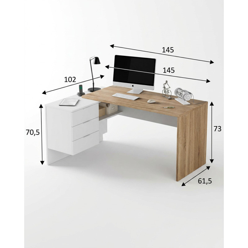 Escritorio de diseño moderno Style color blanco con cajones Montiel