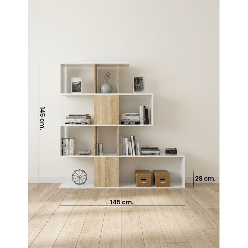 Estantería Irregular Madera 145x145 cm. Elfos Plus - Montiel