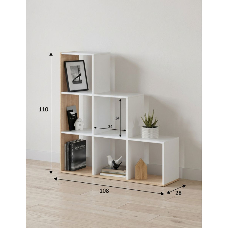 Estantería Madera Escalonada  110x108 cm. Mulk Plus - Montiel