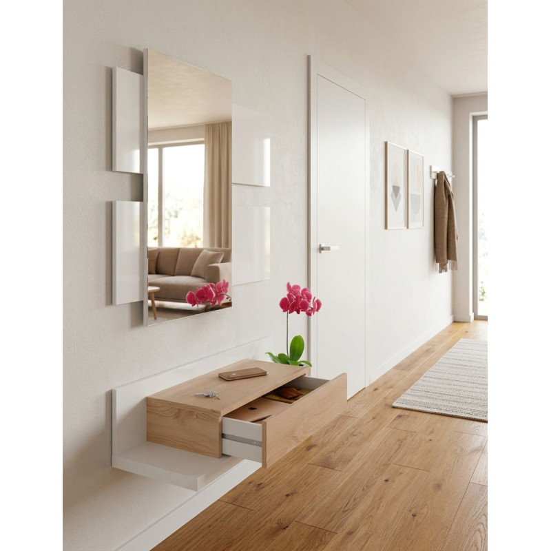 Recibidor Blanco y Roble con Espejo Modern - Montiel