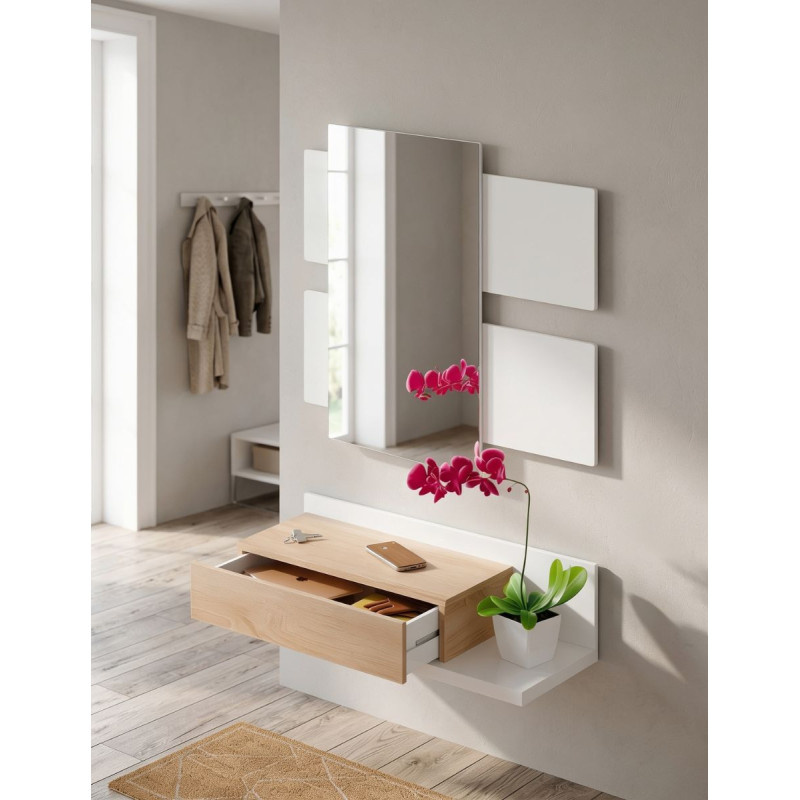 Recibidor Blanco y Roble con Espejo Modern - Montiel